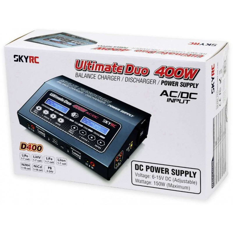 SkyRC Ultimate Duo 400W Balance Charger / Discharger w/Power Supply AC/DC Input