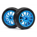 HPI MOUNTED GYMKHANA TIRE/SPEEDLINE CORSE TURINI WHEEL SET (CYAN/2PCS) HP115155