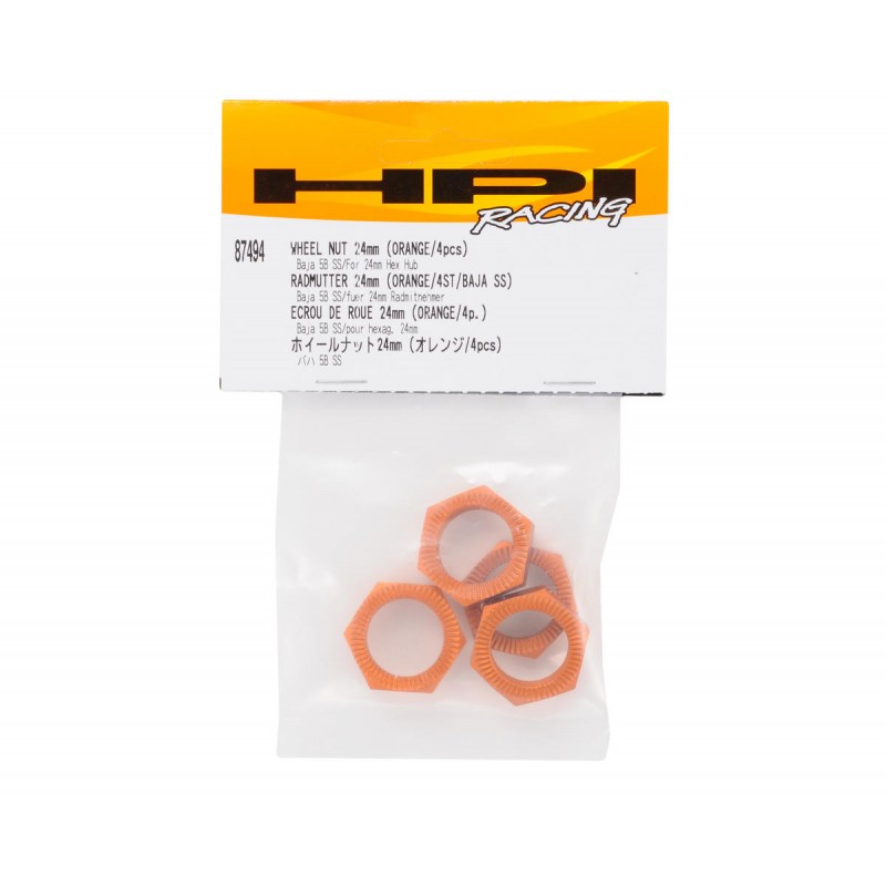 HPI 24mm Serrated Wheel Nut (Orange) (4)