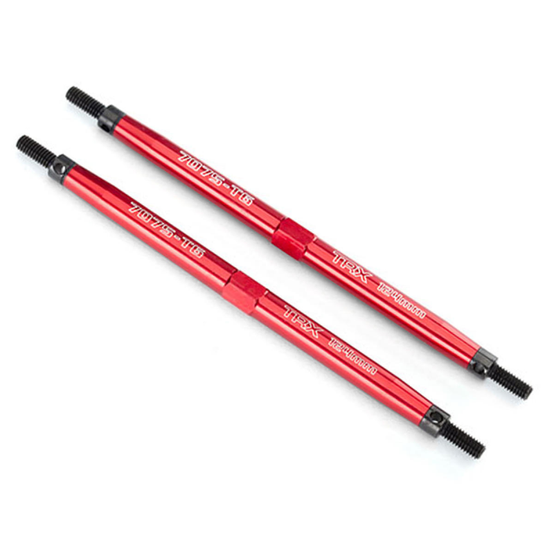 Traxxas Toe links T-Maxx®/E-Maxx (TUBES red anodized w/7075-T6 aluminum stronger than titanium) (124mm, rear) (2) w/ rod ends (4) & aluminum wrench