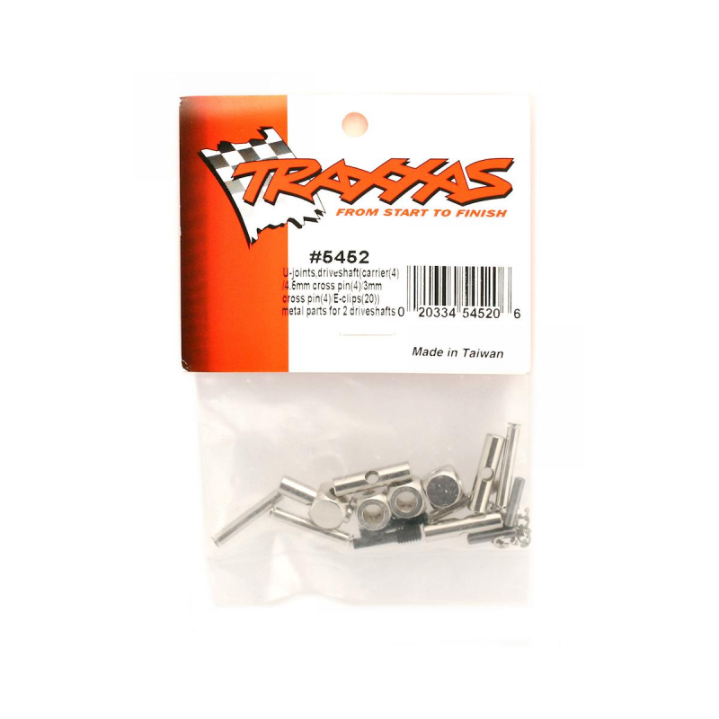 Traxxas U-joints driveshaft (carrier (4) 4.5mm cross pin (4) w/ 3mm cross pin (4) & e-clips (20) (metal parts for 2 driveshafts)
