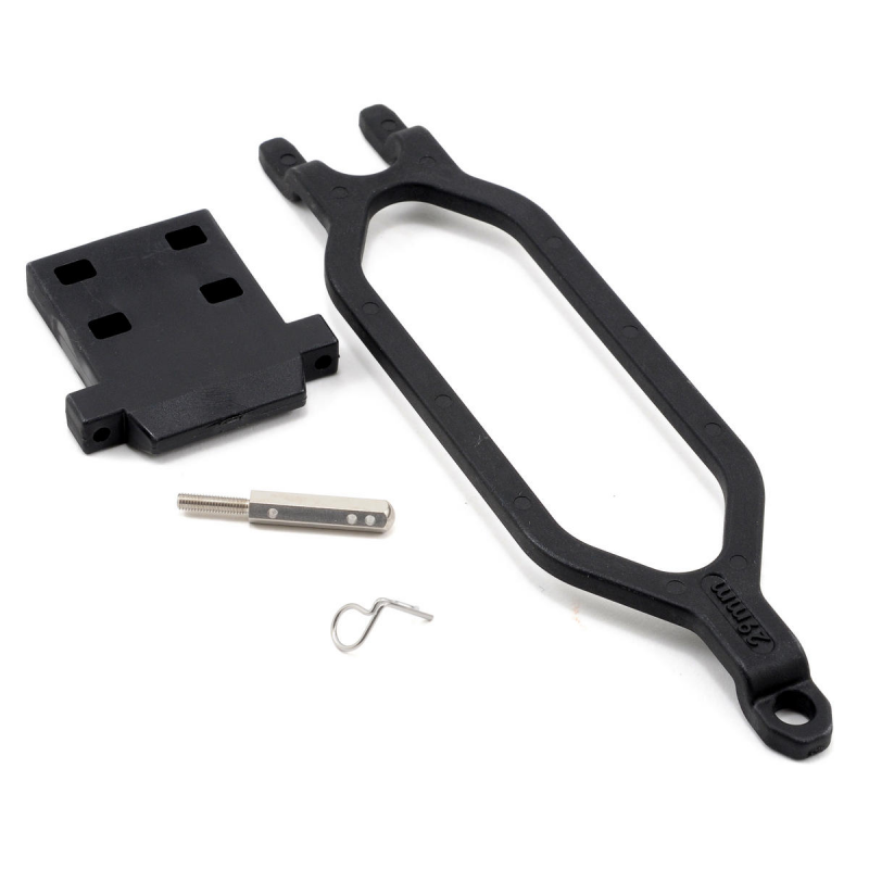 Traxxas Stampede Hold down battery retainer w/ battery post angled body clip (allows for installation of taller, multi-cell batteries)
