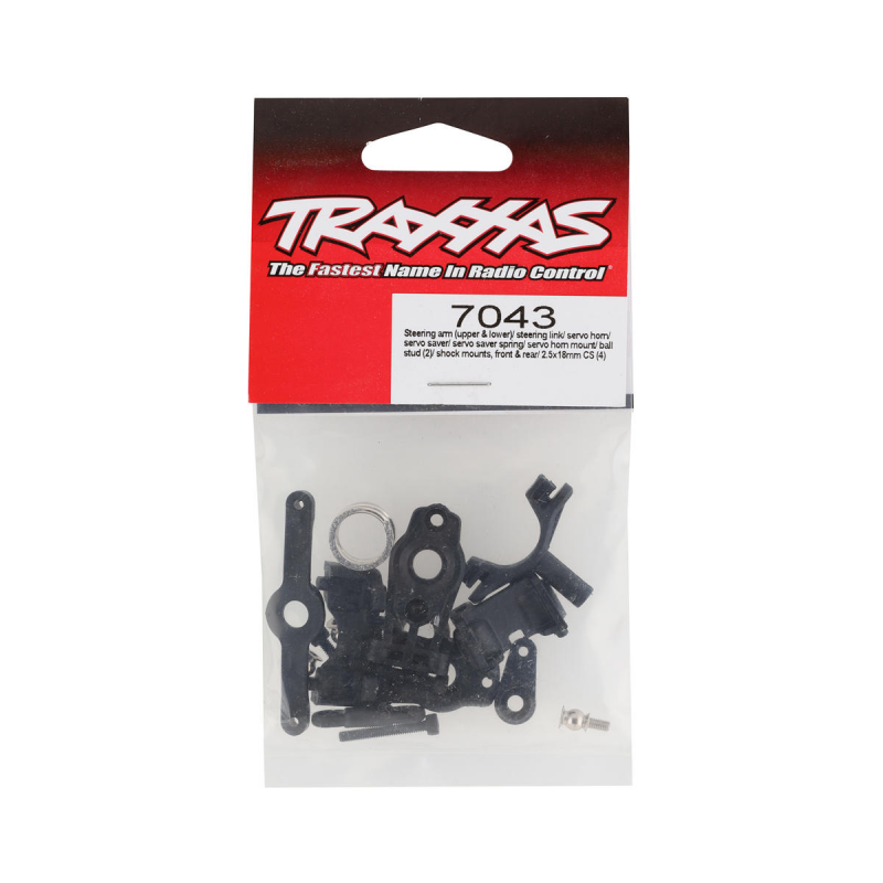 Traxxas 1/16 scale Models Steering arm (upper & lower) w/ steering link, servo horn servo saver,  servo saver spring and servo horn mount, ball stud (2) inc shock mounts front & rear