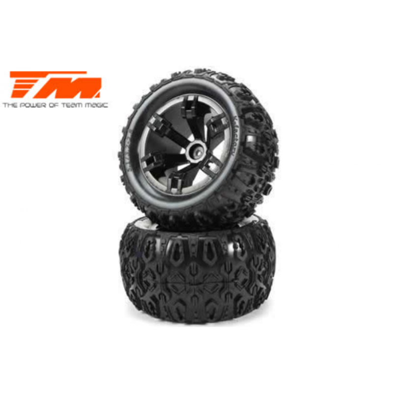 Team Magic E5 1/10 Monster Truck Mounted Tires (14mm)  (2)
