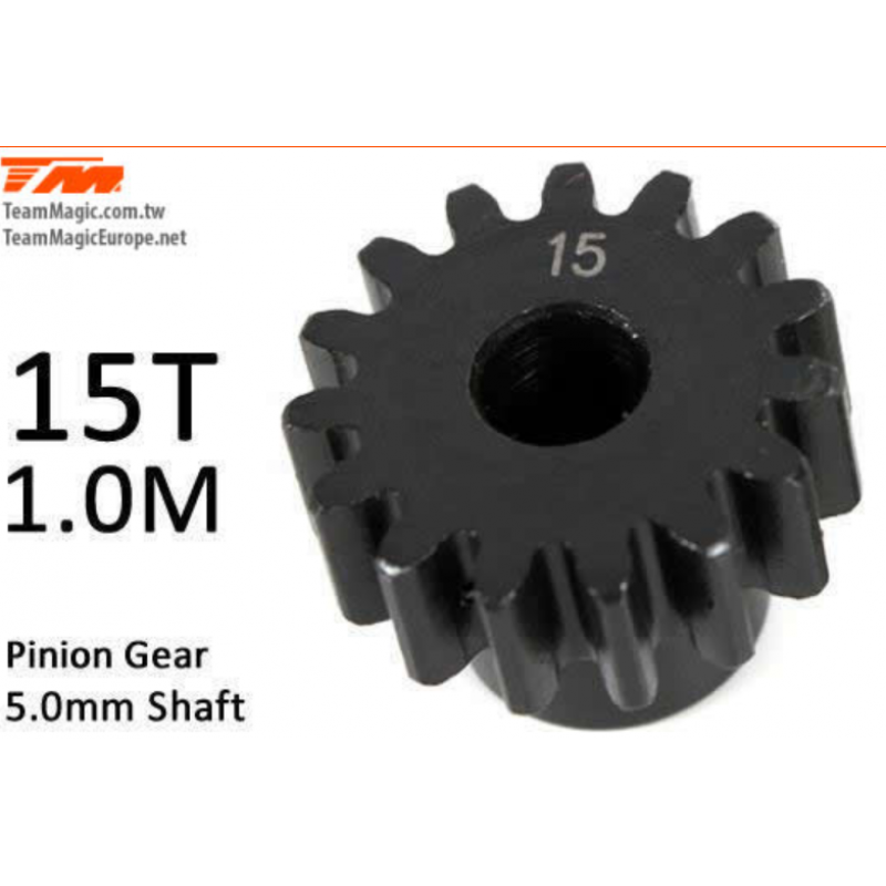 K Factory Pinion Gear - 1.0M / 5mm Shaft - Steel - 15T
