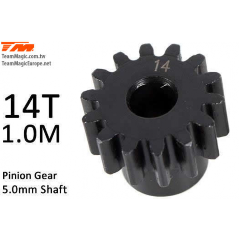 K Factory Pinion Gear - 1.0M / 5mm Shaft - Steel - 14T