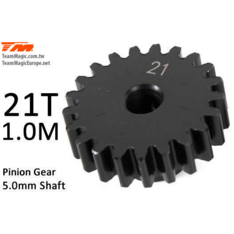 K Factory Pinion Gear - 1.0M / 5mm Shaft - Steel - 21T