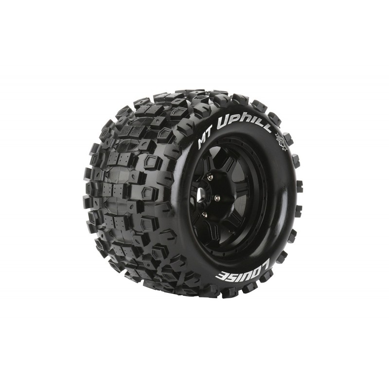MT Uphill 1/8 Monster Truck Tire (Sport, Black 1/2 offset Rim HEX 17mm, Mounted  3.8" Bead)