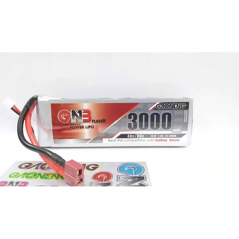 Gaoneng GNB 7.4V 3000mAh 80C 2S Lipo Battery