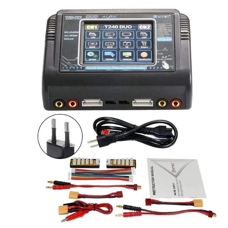 HTRC T240 DUO 10A AC 150W DC 240W Touch Screen Dual Channel Balance Charger/ Discharger