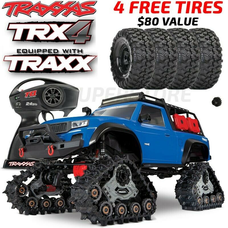 Traxxas TRX-4 1/10 Scale Trail Rock Crawler (Blue) w/All-Terrain Traxx & TQ 2.4GHz Radio (NEW: INCLUDES DEEP-TERRAIN TREADS PLUS FOUR TIRES AND WHEELS)