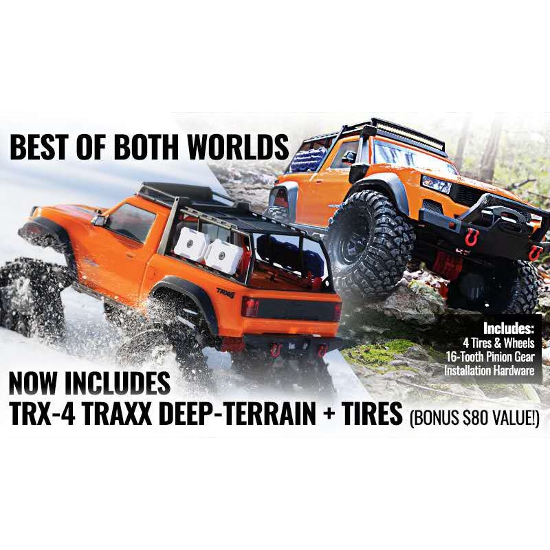 Traxxas TRX-4 1/10 Scale Trail Rock Crawler (Orange) w/All-Terrain Traxx & TQ 2.4GHz Radio (NEW: Includes Deep-Terrain Treads PLUS Four Tires and Wheels)
