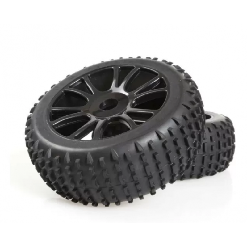 HSP 2.8" Knobby Tyres on 6 Spoke Black Rims - Wheels (2)