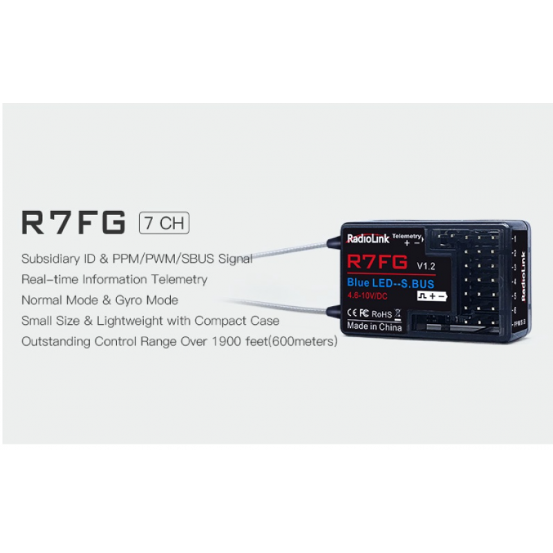 Radiolink R7FG 7 CH Channel RC Receiver with Gyro 2.4G HV Servo Drifting Crawler for Transmitter RC4GS/RC6GS/RC4G/T8FB
